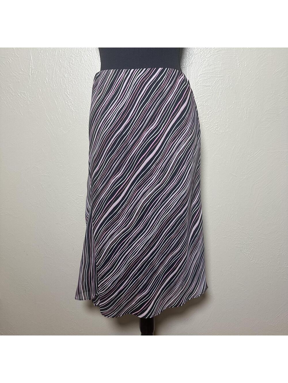 Worthington Main Character Midi Skirt Wavy Stripe Y2K Minimalist Pink Black